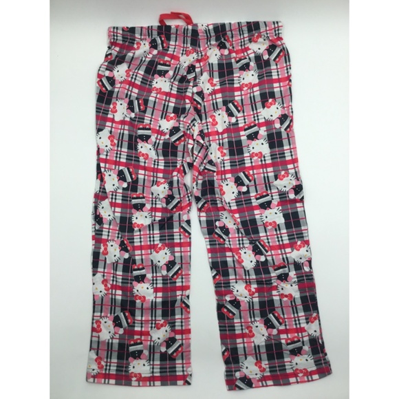 Sanrio Hello Kitty Plaid Pajama Pants Size Medium Cropped 100% Cotton - Picture 3 of 3